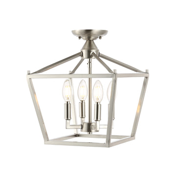Plains Mini Lantern 12" Iron Modern Farmhouse LED Flush Mount